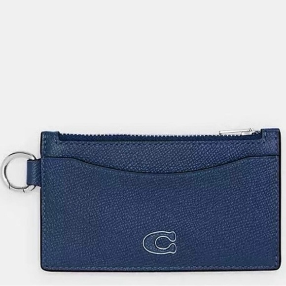 Coach Navy Leather Card Case - Picture 4 of 10